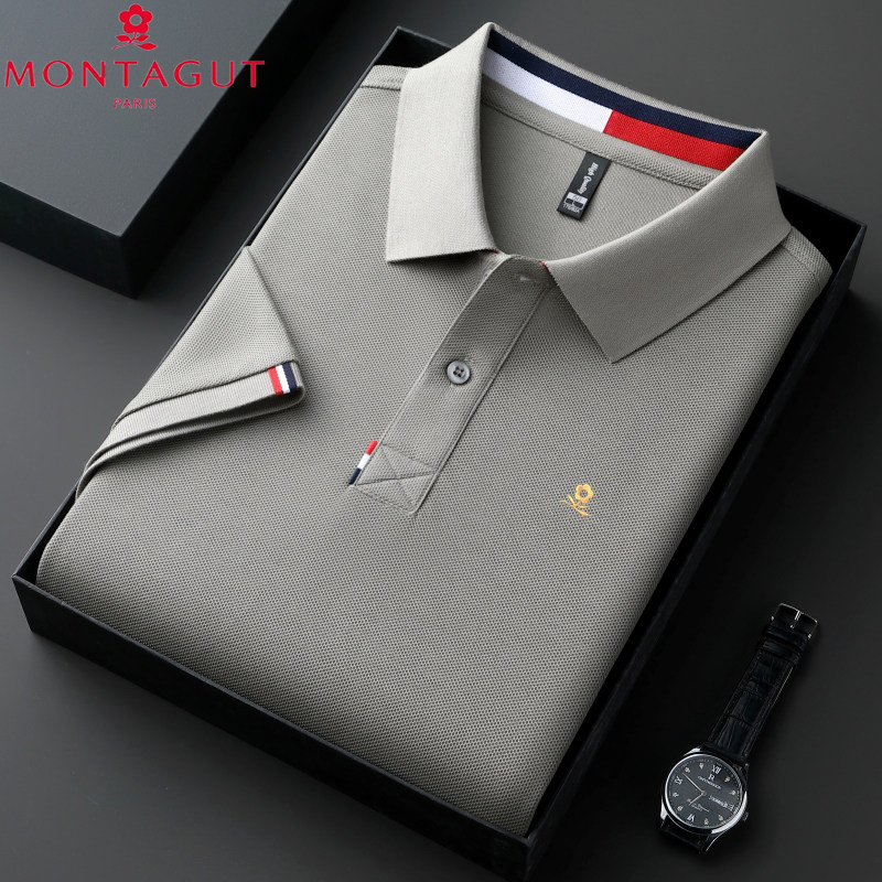 梦特娇短袖T恤男士翻领2026新款纯棉高级感品牌宽松丝光棉POLO衫