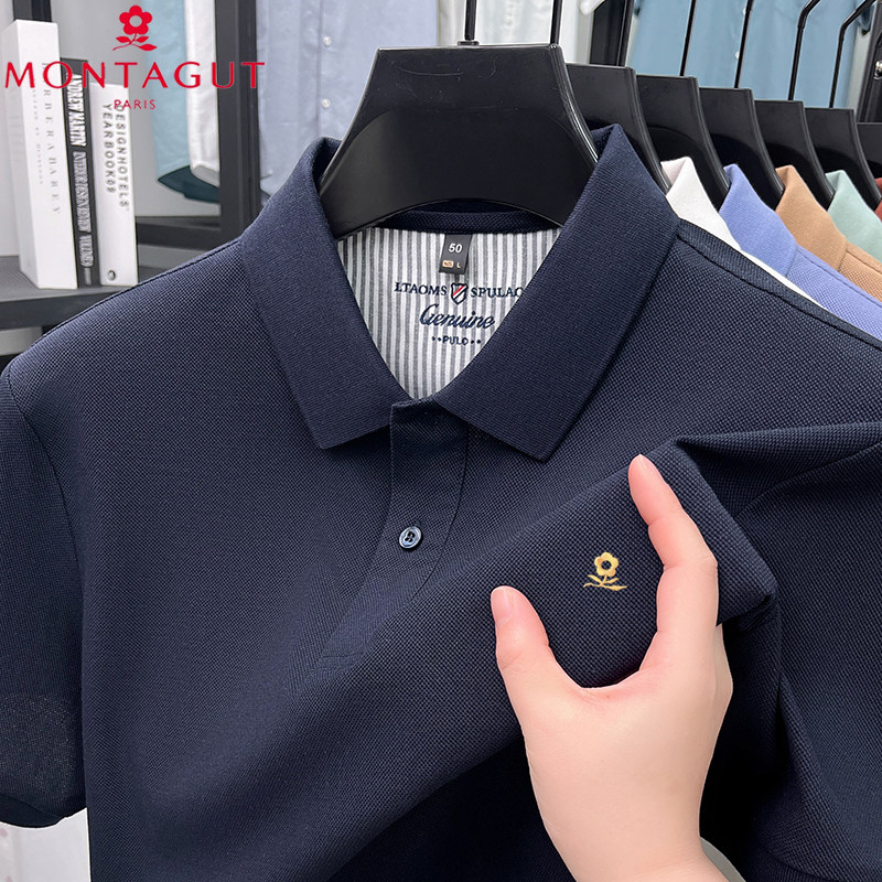 梦特娇新款高端短袖翻领POLO衫男士商务休闲纯棉T恤高级感上衣