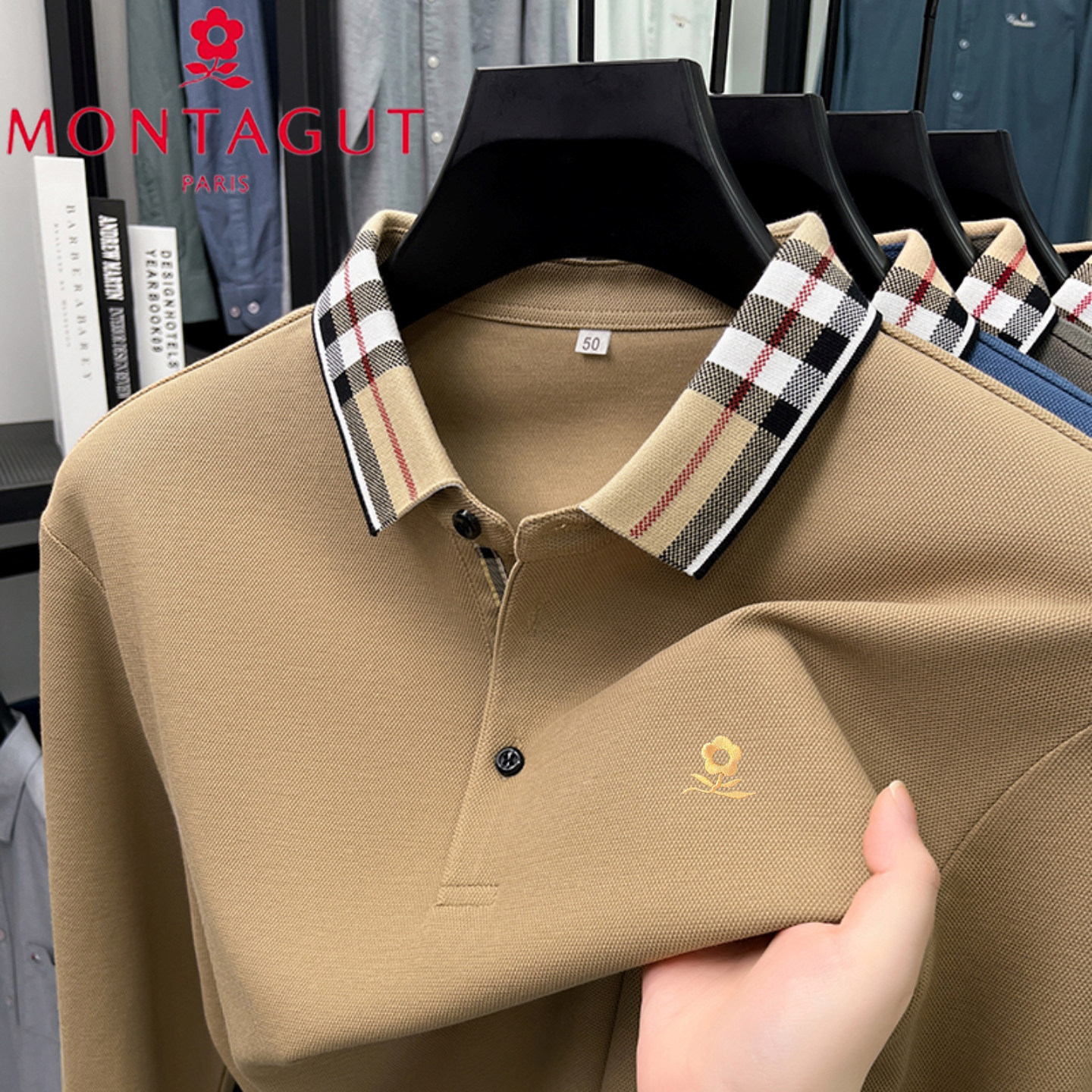 梦特娇长袖T恤男春秋季Polo衫