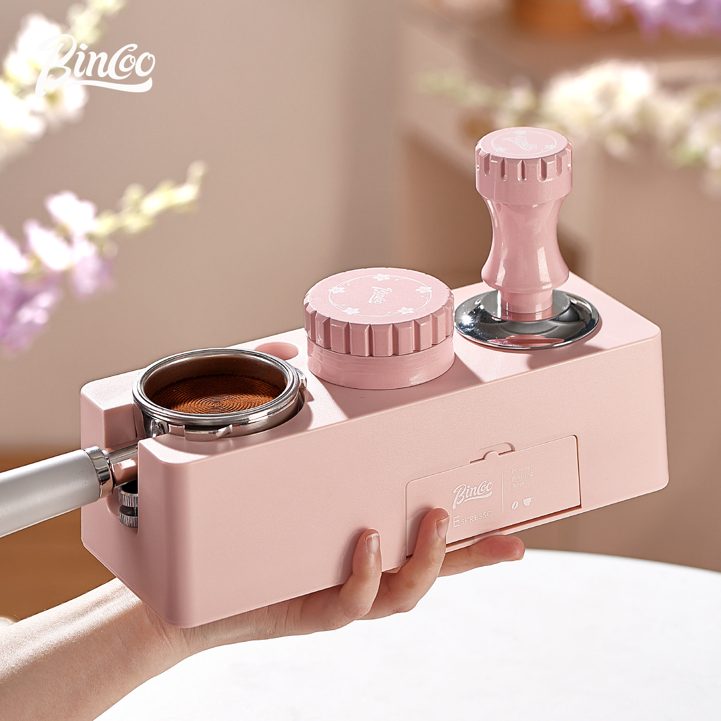 Bincoo咖啡压粉底座咖啡机通用布粉器手柄压粉锤收纳组合全套工具