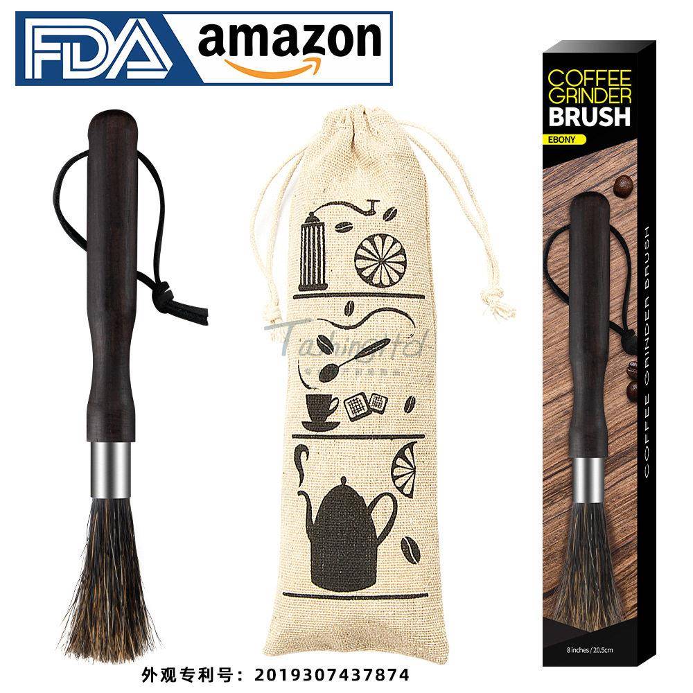 黑檀木咖啡研磨机粉末清洁刷 黑猪鬃毛咖啡毛刷 商务礼品现货