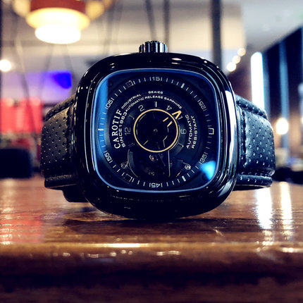 时尚休闲男士手表男表学生全自动镂空机械表潮流特种兵方形大表盘