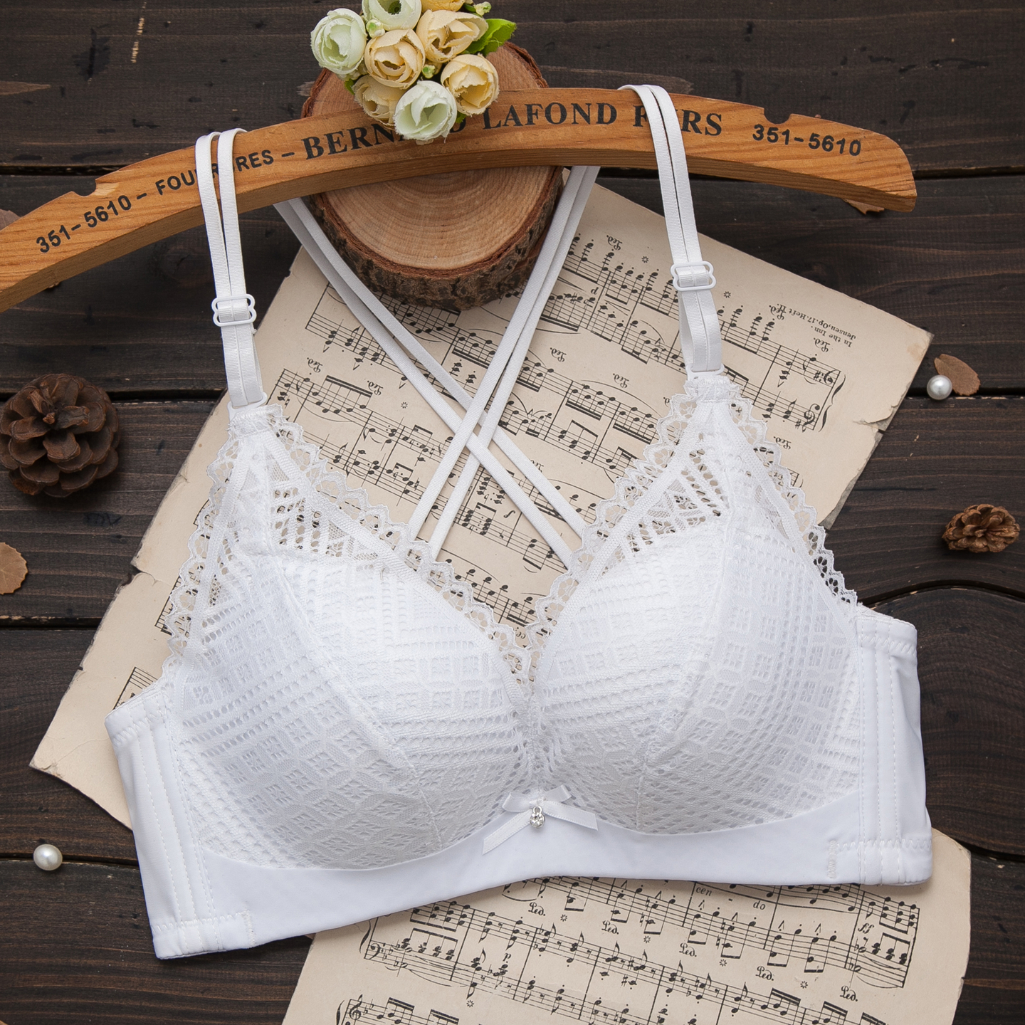 白色内衣女小胸聚拢薄款文胸套装交叉美背收副乳新款2025爆款夏季
