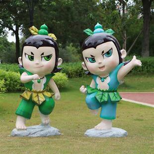 玻璃钢葫芦娃卡通雕塑大型商场美陈装 饰品户外幼儿园动画人物摆件