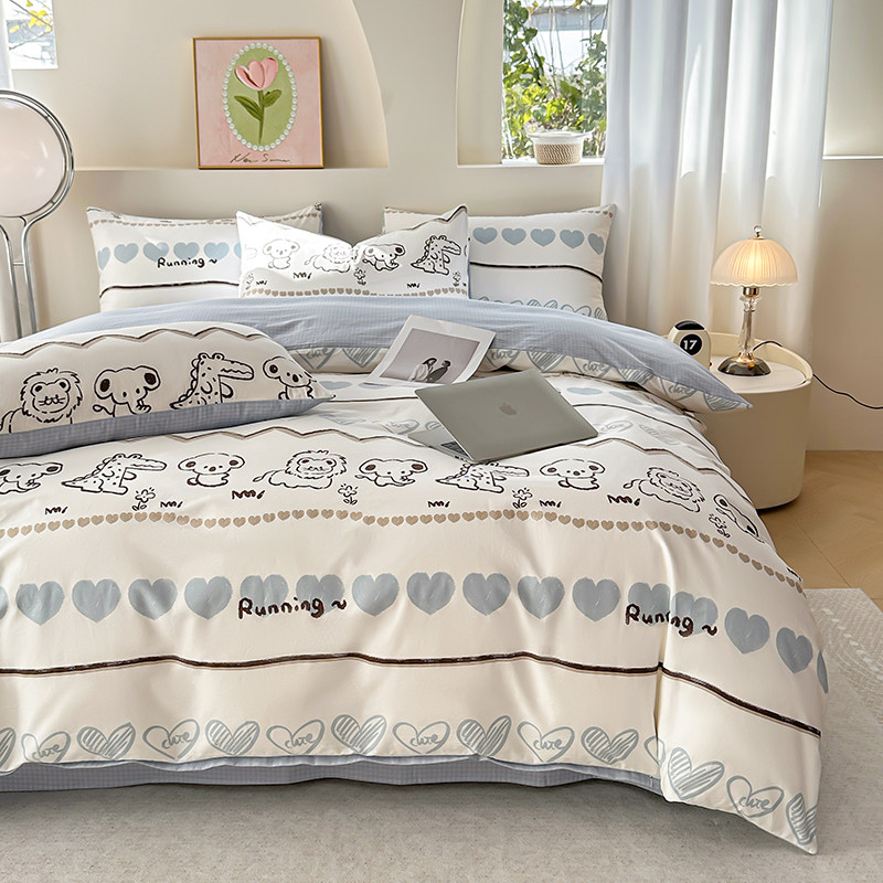 澳洲kingsingle留学生床上4件套double床笠美国full床单Queen全棉