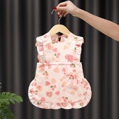 棉布夏款 公主裙罩衣防水防脏女宝宝吃饭围兜婴幼儿护衣幼儿园围裙