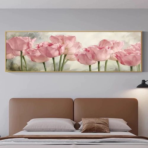 北欧风花卉治愈系床头客厅画油画