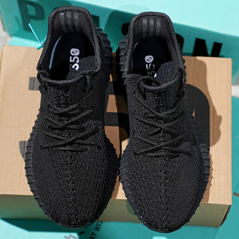 柏宜椰子鞋男350全黑色跑步鞋夏季透气莆田男鞋软底运动鞋休闲鞋