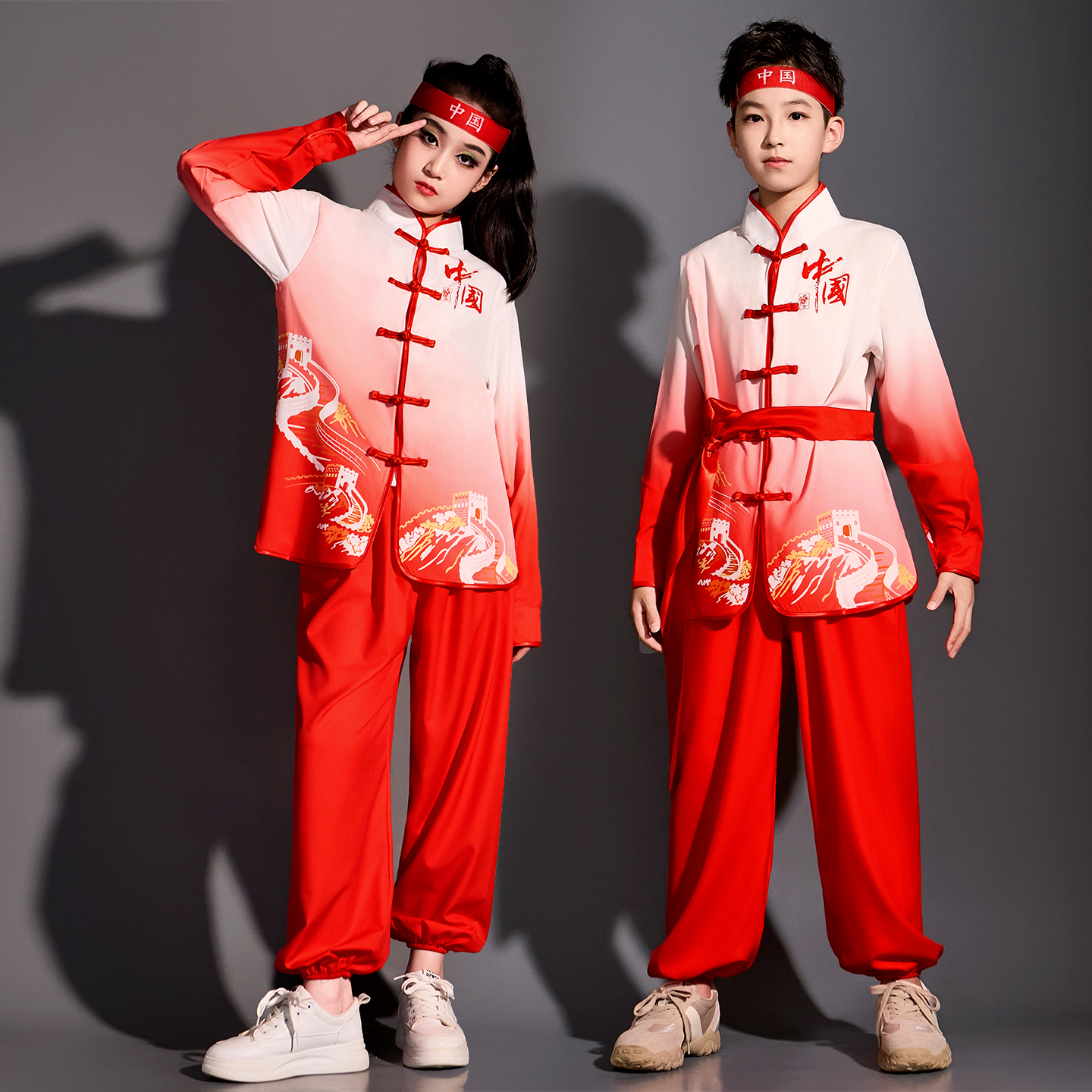 儿童武术演出服运动会打鼓表演服