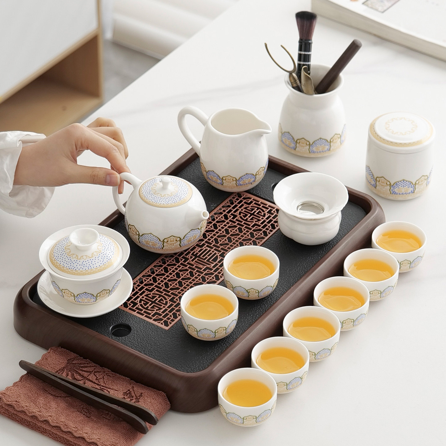 德化白瓷功夫茶具套装家用陶瓷高档茶壶茶杯茶盘整套喝茶2026新款