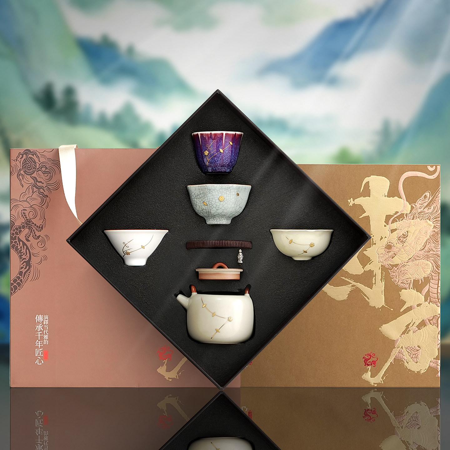 汝窑锔钉功夫茶具套装家用陶瓷泡茶壶五大名窑2026新款高档礼盒装