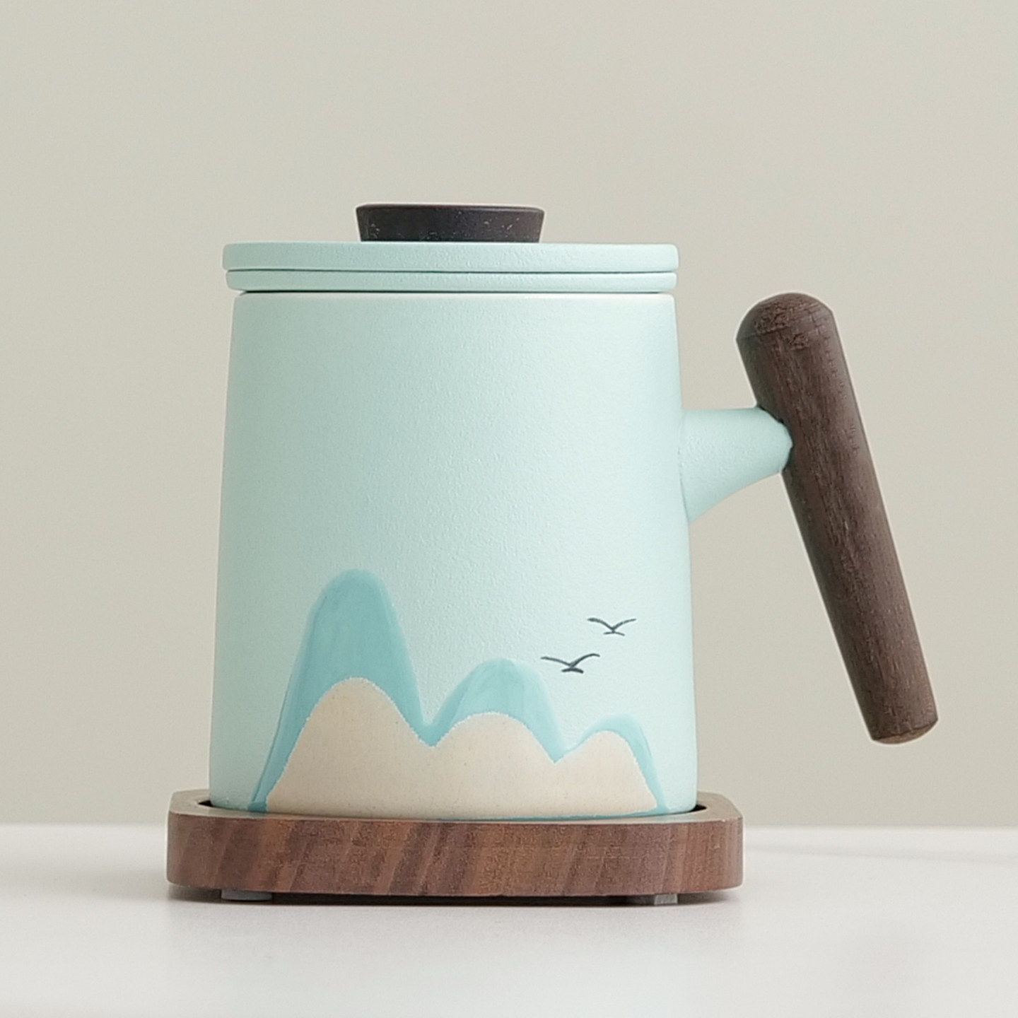 陶瓷茶水分离泡茶杯带盖过滤图片