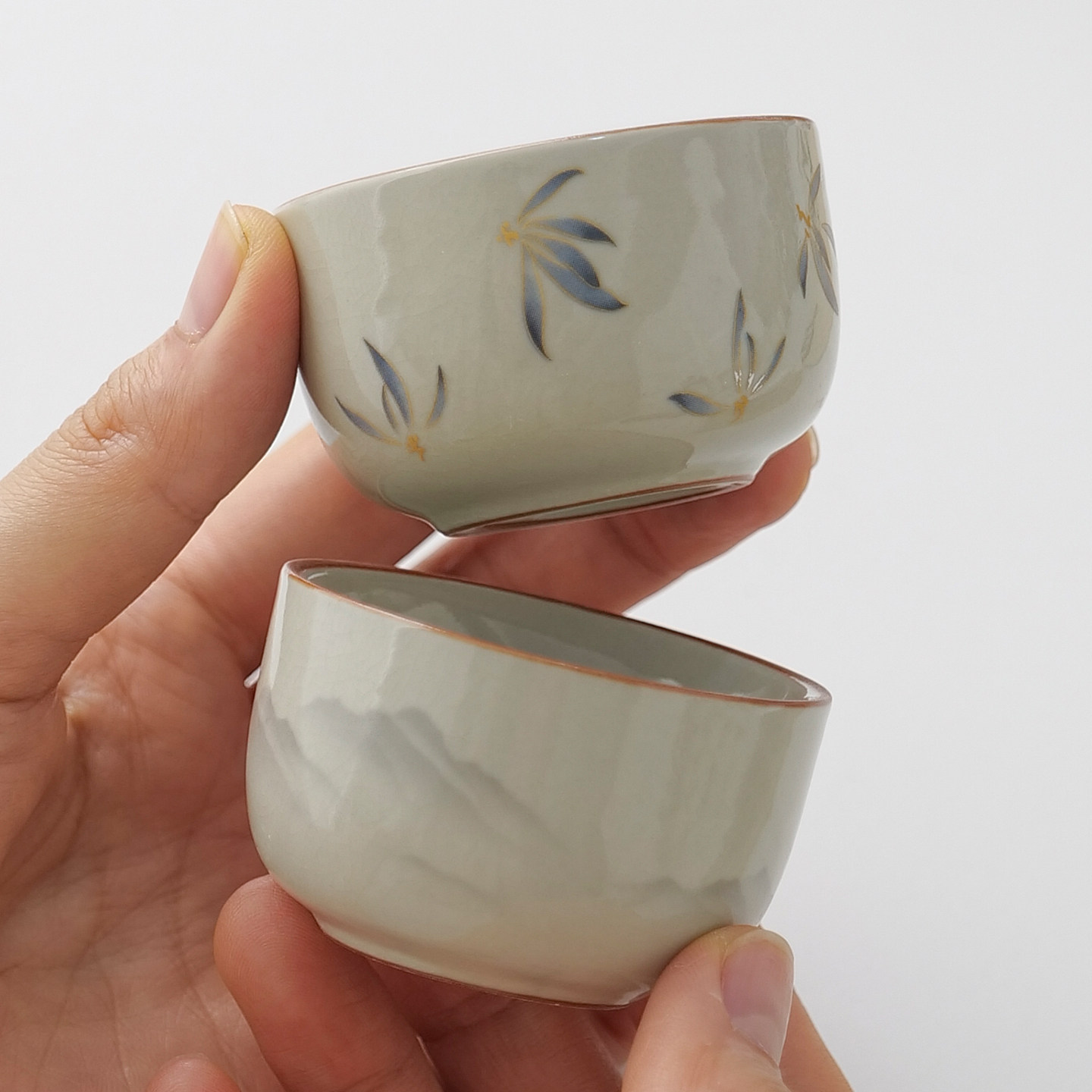 米黄汝窑茶杯家用陶瓷品茗杯图片