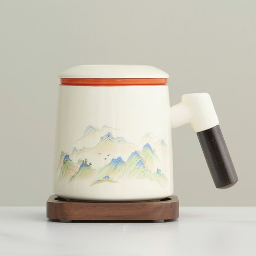 高档个人专用泡茶杯带盖过滤