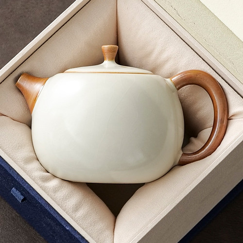 汝窑茶壶蝉翼开片可养