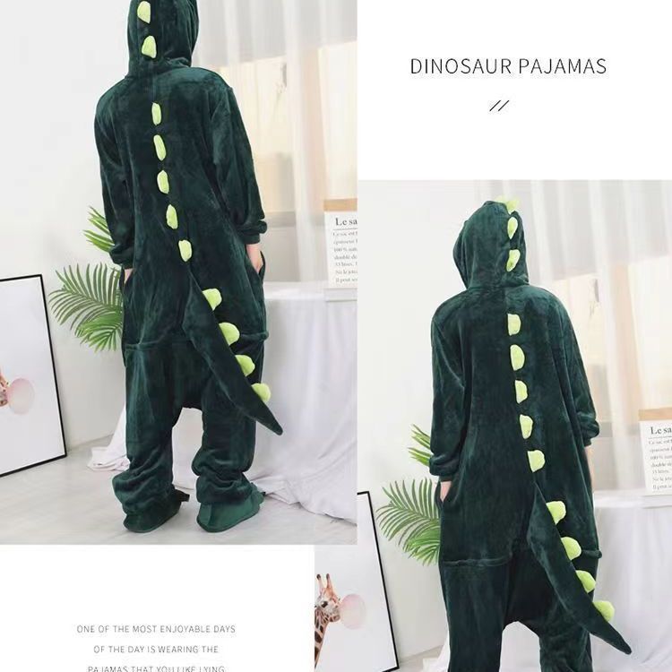 恐龙睡衣成人秋冬季法兰绒卡通连体睡衣女加厚动物情侣装可爱男恐