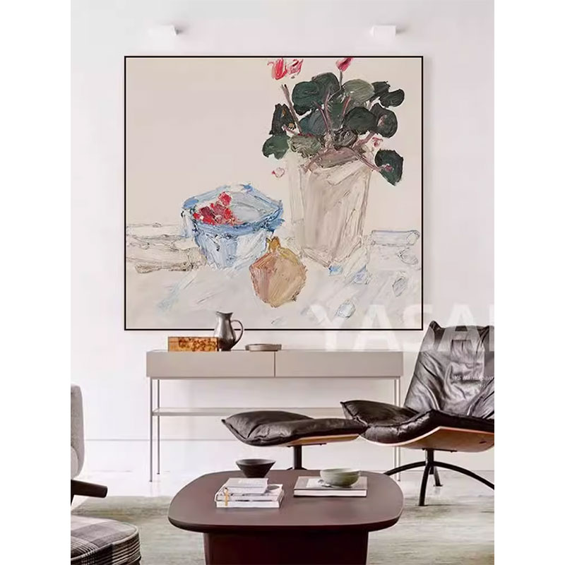 植物花卉抽象客厅装饰画肌理感挂画现代客厅背景墙小众艺术装饰画图片