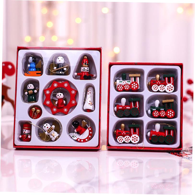 Wooden Christmas pendants for Christmas tree decorations礼物