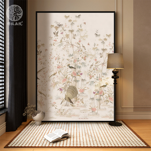 《百鸟投林》法式中古风百鸟图高级感覆古客厅装饰画玄关艺术挂画