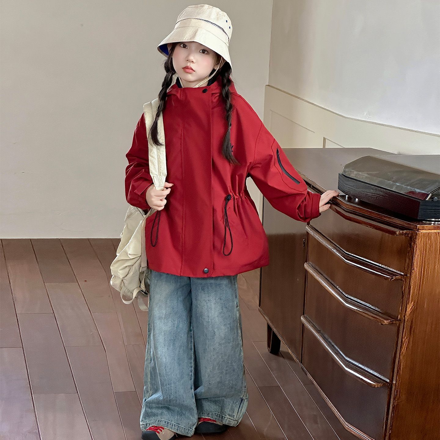 女童三合一冲锋衣外套大童时尚洋气秋冬装上衣儿童户外风衣两件套