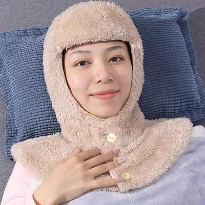 过冬冬季睡觉保暖骑车额头护耳围脖一体加绒加厚防风睡眠帽子脖套