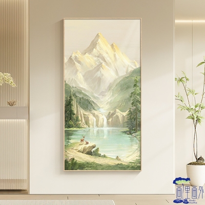 大芬油画村日照金山玄关装饰画北欧奶油聚宝盆壁画走廊过道风景画