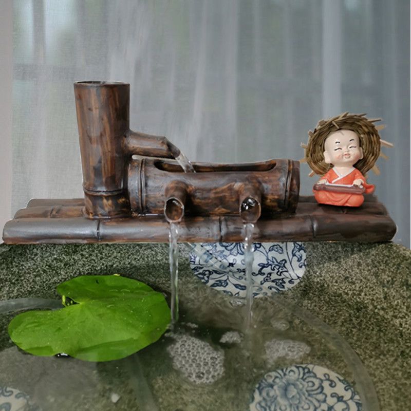 陶瓷鱼缸竹子流水器流水摆件diy 循环养鱼竹筒过滤大水缸造景配件