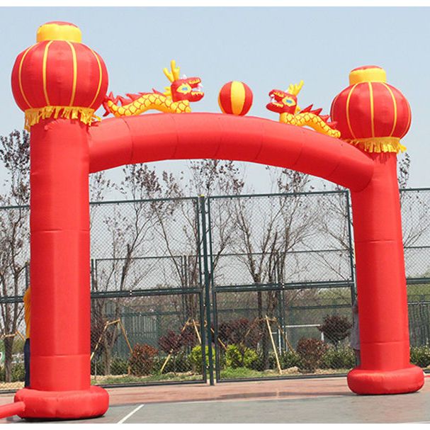 盘龙立柱充气拱门金色红色开业庆典结婚双龙气模龙凤婚庆彩虹门