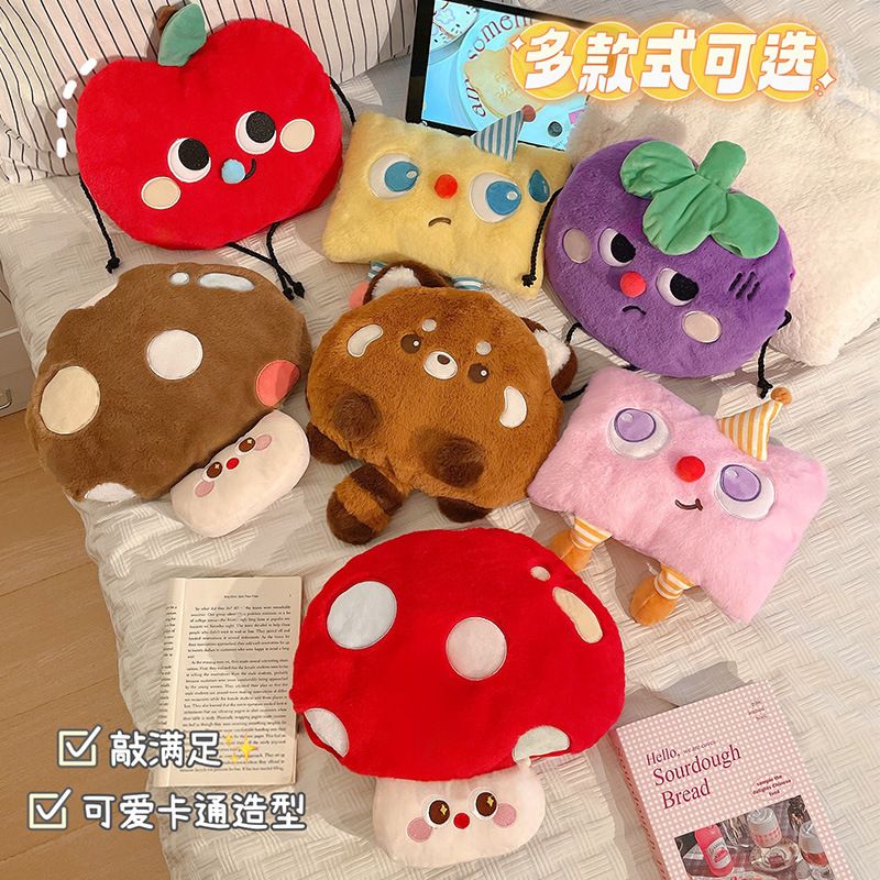 双插手热水袋冬季可爱毛绒暖手宝卡通防爆暖水袋女生敷肚子暖宝宝