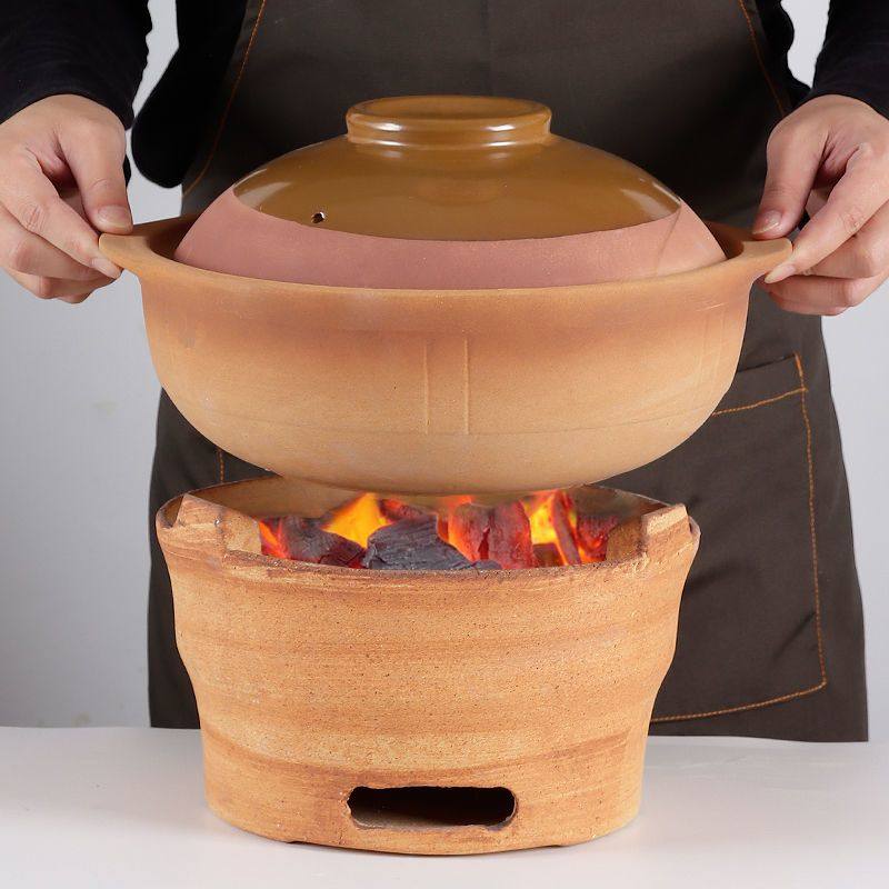 老式泥炉子小炭炉木炭火锅炉老式家用煲汤砂锅陶土碳炉子烧烤取暖