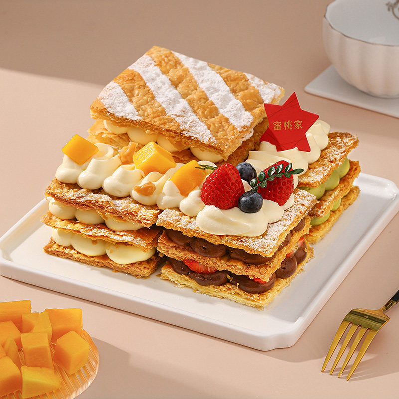 【四季拿破仑】蜜桃家拿破仑蛋糕千层酥动物奶油生日蛋糕同城配送