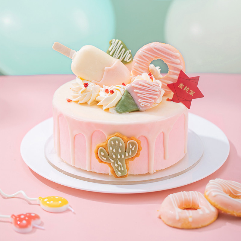 蜜桃家桂花雪梨动物奶油儿童蛋糕 公主女生生日蛋糕同城配送成都