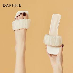 少女高跟小众方头一字拖百搭凉拖 法式 达芙妮拖鞋 女外穿2026年新款