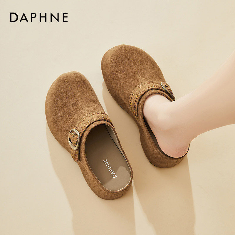 达芙妮包头勃肯鞋女2026新款春季复古懒人鞋增高半拖鞋一脚蹬拖鞋,女鞋,包头拖,淘宝优惠券,粉丝福利购,淘宝优惠卷
