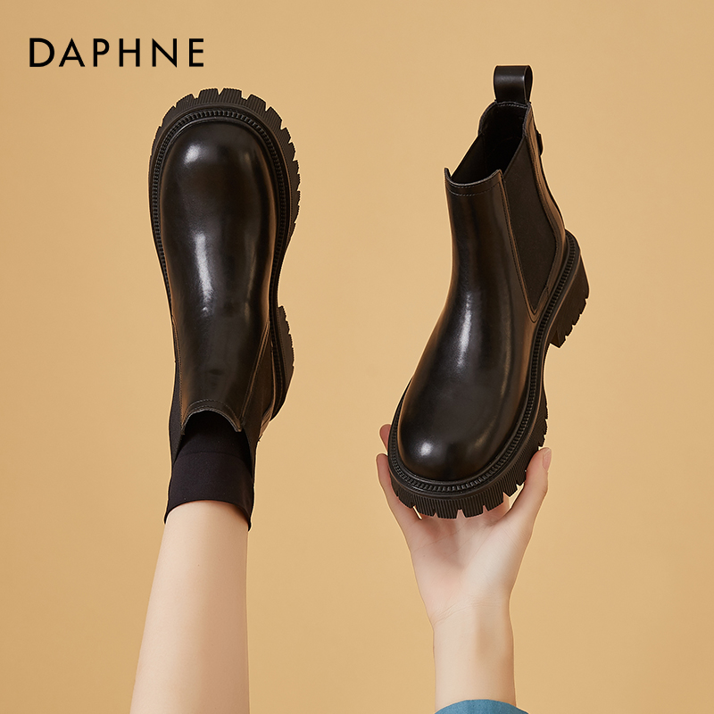 达芙妮厚底短靴切尔西靴