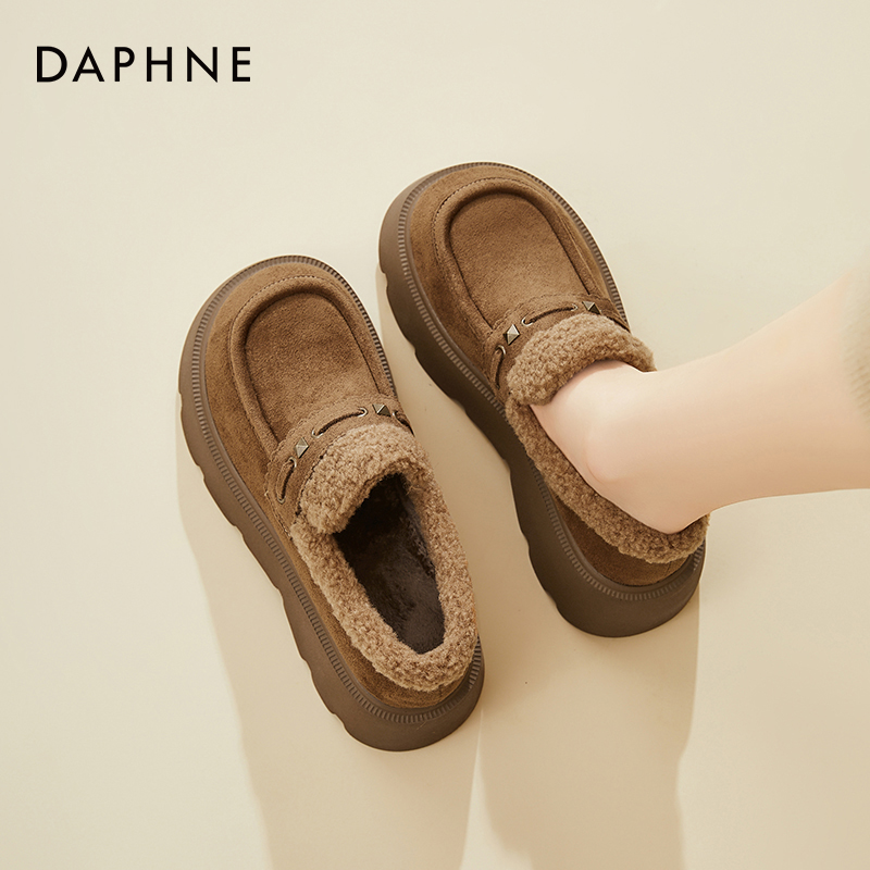 达芙妮厚底加绒保暖雪地靴女棉鞋