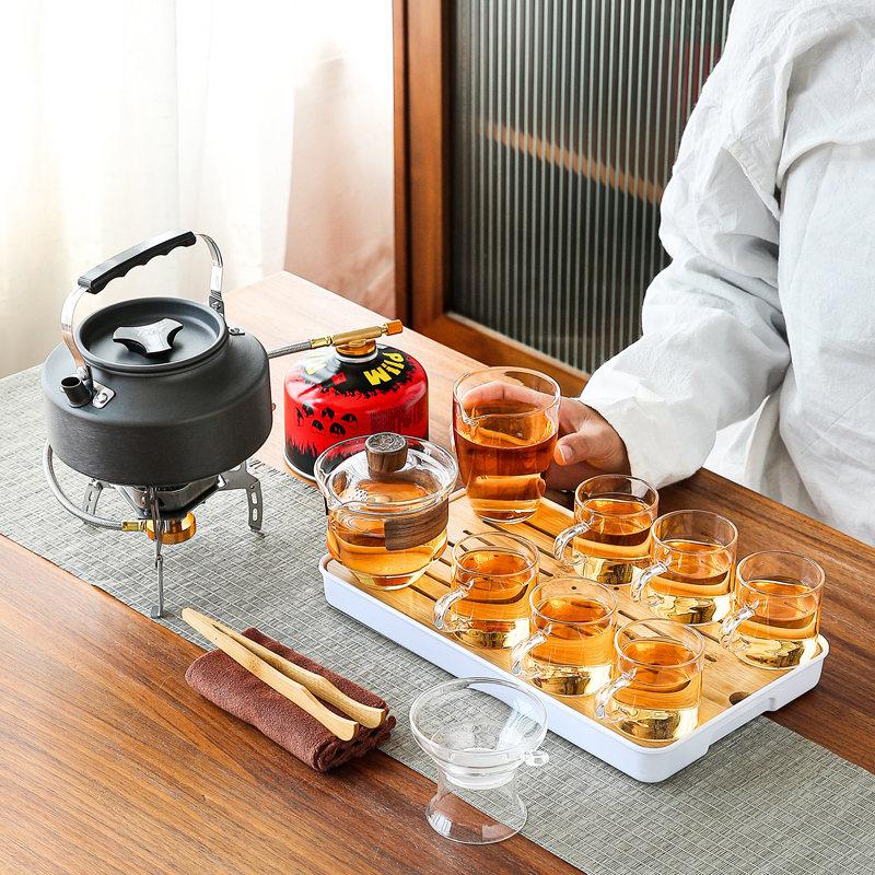 户外旅行茶具套装烧水喝茶装备收纳包便携式露营泡茶玻璃茶杯茶壶