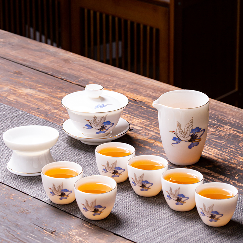 德化羊脂玉白瓷办公送礼功夫茶具