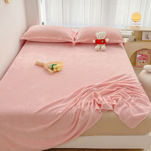 冬季 珊瑚绒床单单件加厚加绒牛奶绒单人宿舍毛毯春秋天枕套三件套