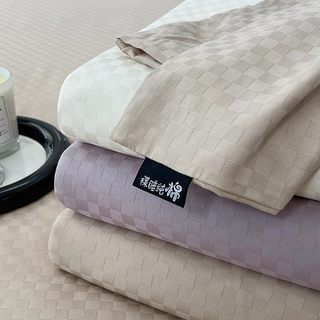 高端60支长绒棉纯棉床单单件100全棉贡缎被单紫色单人枕套三件套3