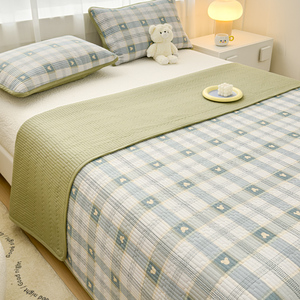 双面纯棉床盖2024新款夹棉绗缝全棉榻榻米床单单件加厚床垫三件套