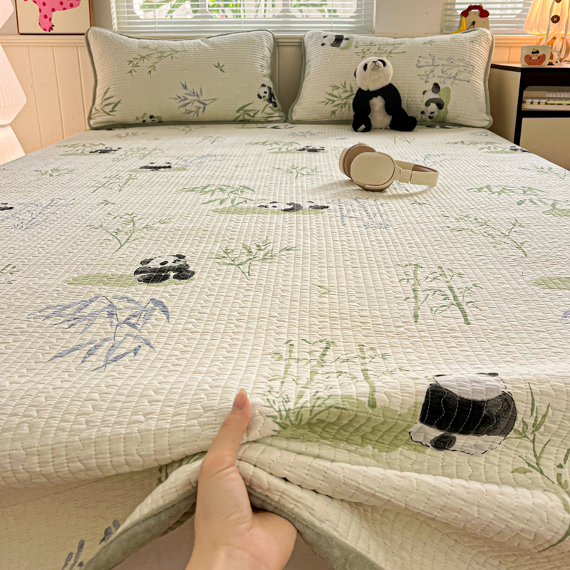 一面牛奶绒一面纯棉加厚双面床盖