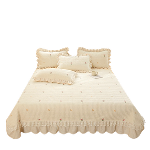 A类刺绣牛奶绒夹棉床盖单件2025新款加厚保暖珊瑚绒床单三件套