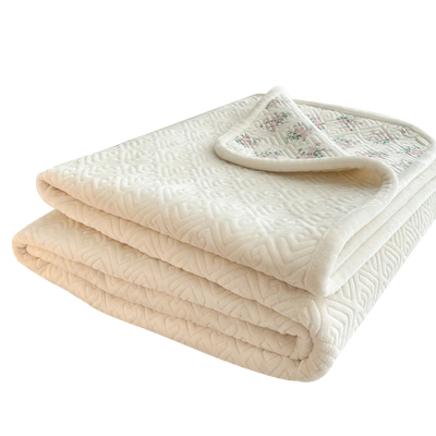 双面可用全棉牛奶绒夹棉床盖