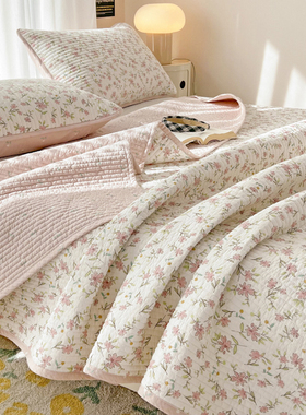 双面纯棉床盖三件套榻榻米炕盖夹棉100全棉床单件四季可用可机洗