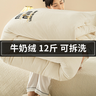 可拆洗 230g全消光牛奶绒被芯被套组合珊瑚绒被子加厚保暖冬季