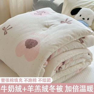 冬季 加厚羊羔绒被芯ins清新保暖牛奶绒春秋被子加绒冬被柔软被褥
