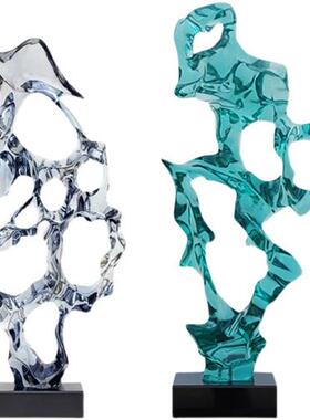 现代酒店大堂太湖石雕塑透明树脂桌面摆件创意装置艺术品抽象装饰