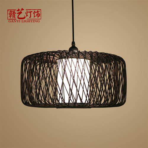 中式鸟笼吊灯竹艺茶楼饭店客栈庭院中国风复古灯具仿古竹编灯笼