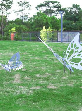 不锈钢镂空蝴蝶雕塑户外公园林草坪铁艺发光仿真镜面景观摆件装饰